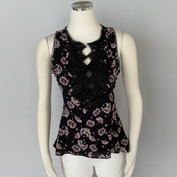 NWOT WHBM Floral Lace Print Top Size XS Petite - Picture 6 of 16